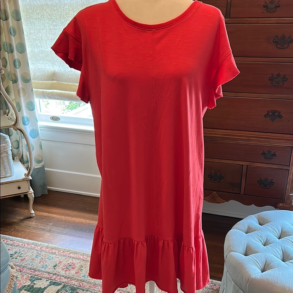 Red Ruffle Sleeve Women's Top
